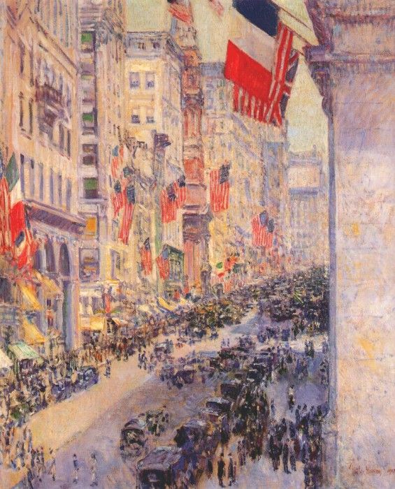 hassam up the avenue from 34th street, may 1917. , 