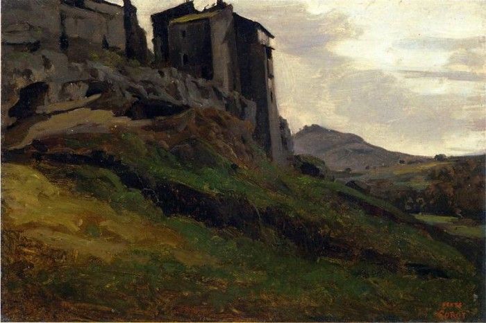 Corot Marino Large Buildings on the Rocks. , --