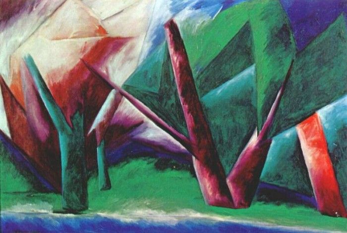 goncharova forest (red-green) 1913-14. , 