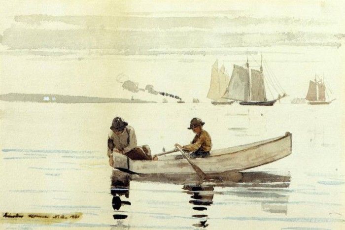 Homer Winslow Boys Fishing Gloucester Harbor. , 