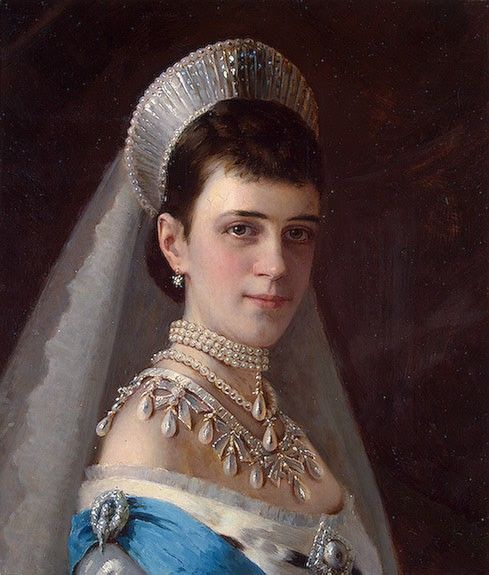 Kramskoi Portrait of Empress Maria Fyodorovna in a Head Dress Decorated with Pearls. ,  