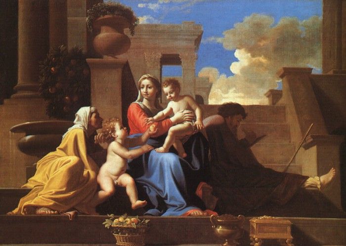 Poussin Holy Family on the Steps, 1666-88, canvas, The Natio. , 