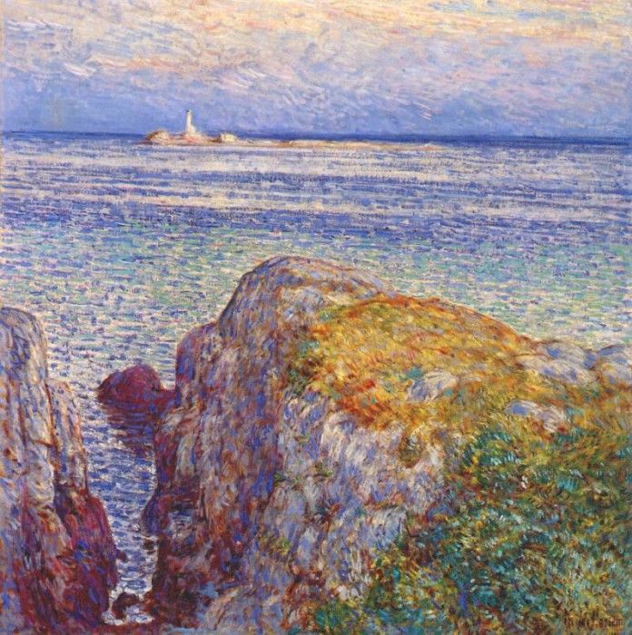 hassam white island light (isles of shoals at sundown) 1899. , 