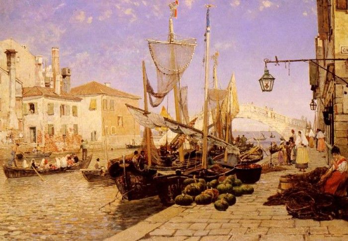 Hermann Hans Along A Venetian Canal. , 
