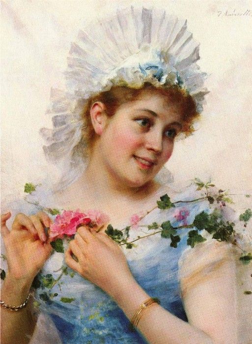 Andreotti Federico A Young Girl With Roses. , 