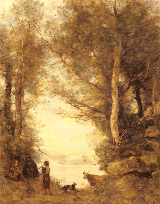 Corot Jean Baptiste Camille Le Joueur De Flute Du Lac D Albano. , --