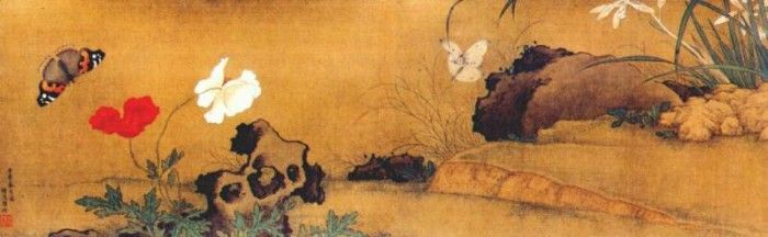 fan qi flowers and butterflies late-17th-c.  Qi