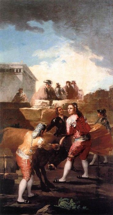 GOYA Francisco de Fight with a Young Bull.   ,  