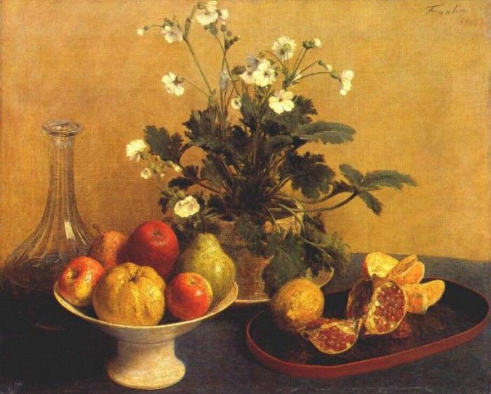 fantin-latour flowers compotier and carafe 1865. ������-�����, �����-����-���-������