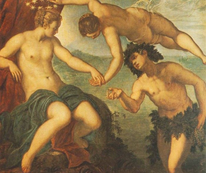 Tintoretto Ariadne, venus and Bacchus, 1576, 146x157 cm, Sal. , 