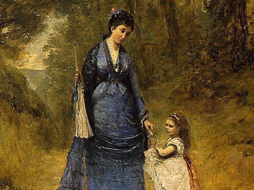 Corot Madame Stumpf and Her Daughter, 1872, Detalj 1, NG Was. , --