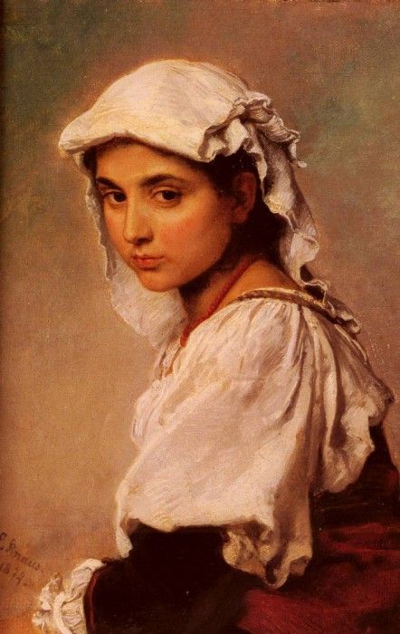 Knaus Ludwig A Portrait Of A Tyrolean Girl.  