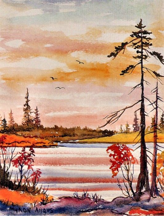 Myron Angus - Autumn in the Muskoka (mouthpainted), De. , 