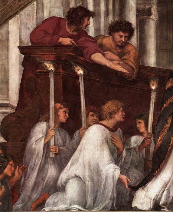 Raffaello - Stanze Vaticane - The Mass at Bolsena (detail) [01]. Raffaello