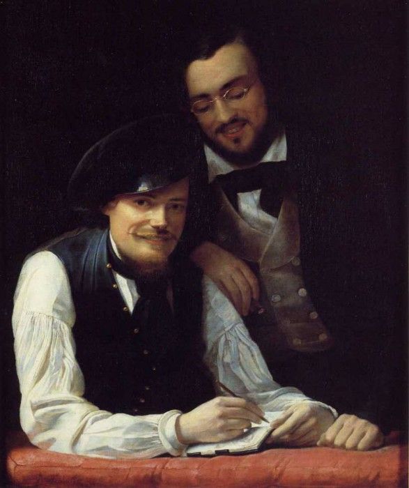 Winterhalter Franz Xavier Self Portrait of the Artist with his Brother Hermann. ,  