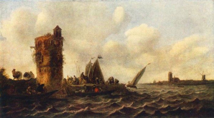 Goyen Jan van A View on the Maas near Dordrecht. ,  