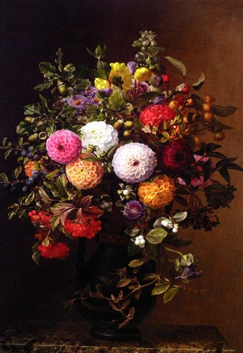 Johan Laurits Jensen Opstilling med Georginer (Still Life. ,  Laurentz