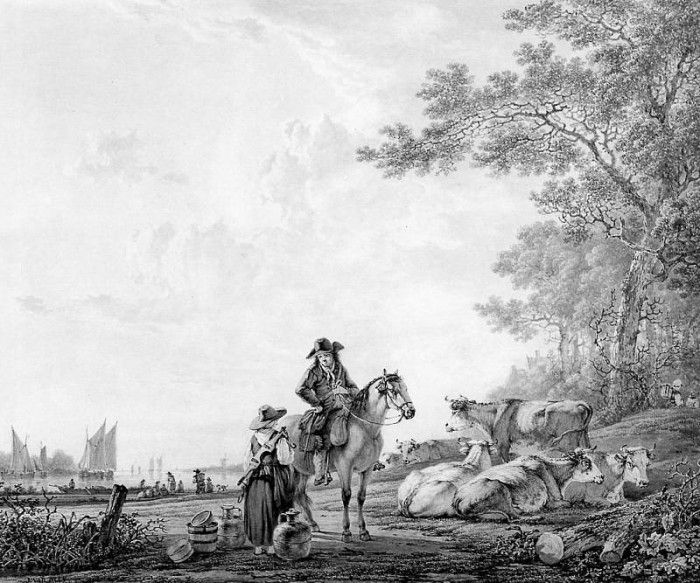 Strij van Jacob Landscape with horseman and maid . Strij,  