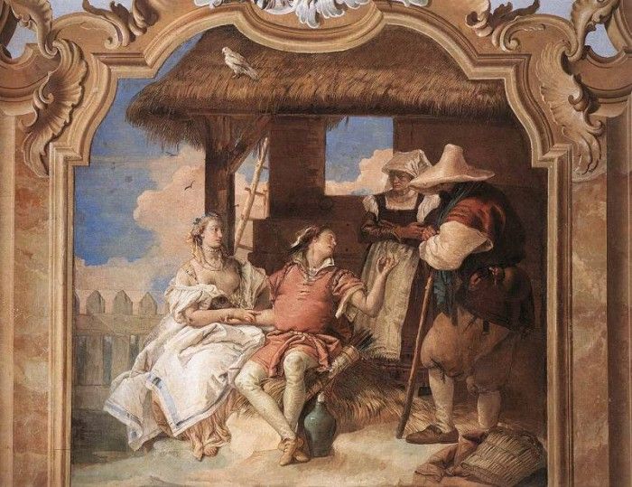 Tiepolo Villa Valmarana Angelica and Medoro with the Shepherds. ,  