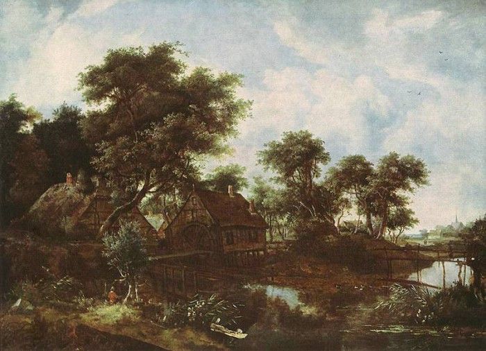 Hobbema Meyndert The Water Mill Oak Dresden. , Meindert
