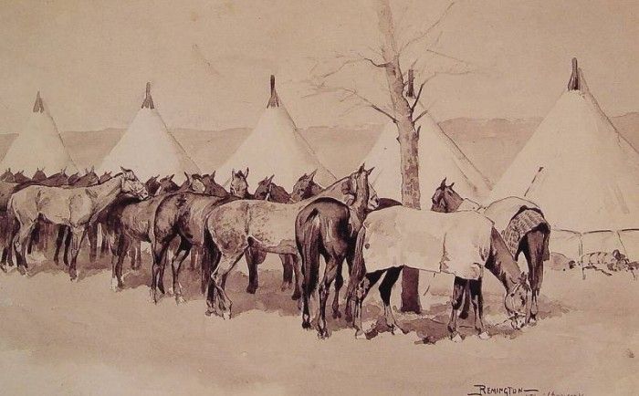 A Troop Picket Line. Remington, 