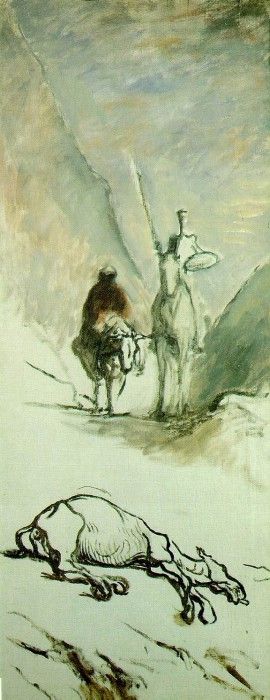 Daumier Don Quixote and the dead mule, 32.5 x 54.5 cm, Musee. , 