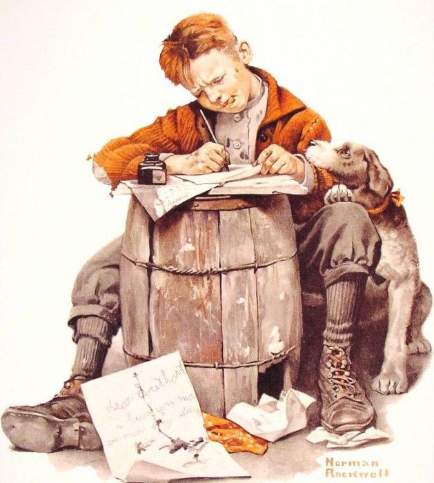 Little Boy Writing a Letter. , 