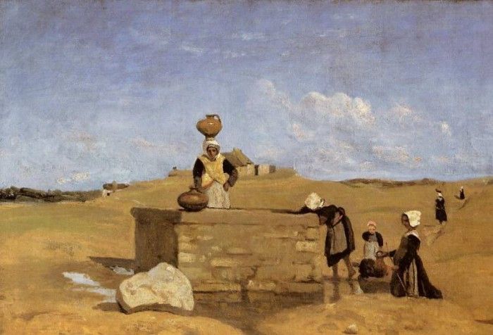Corot Breton Women at the Fountain. , --