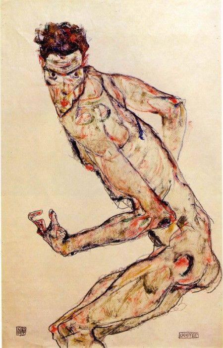 Schiele Fighter, 1913, 48.8x32.2 cm,. , 