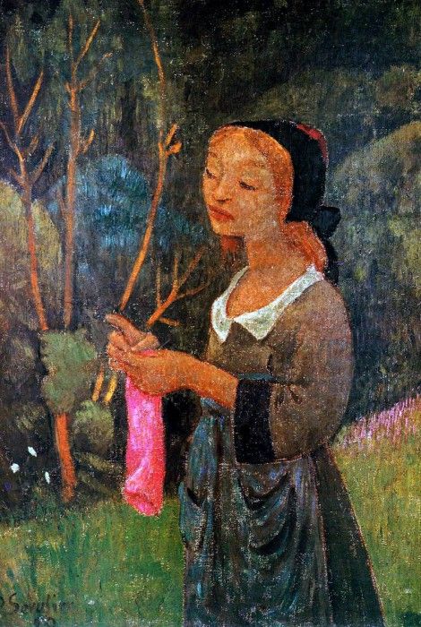 Srusier Paul Breton girl knitting Sun. Serusier, 