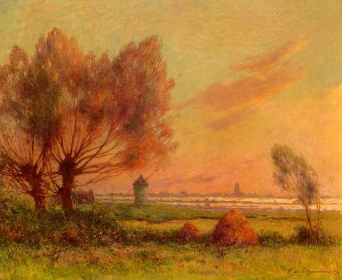 Puigaudeau Ferdinand Loyen Du Soleil Couchant Sur Les Marais Salants. Puigaudeau,   Loyen