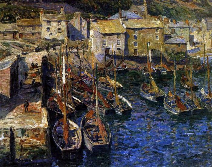 Wolter Hendrik View harbour of Polperro Cornwall Sun. ,  