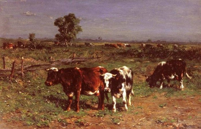 Haas Johannes Hubertus Leonardus De Cattle Grazing. , Hubertus   