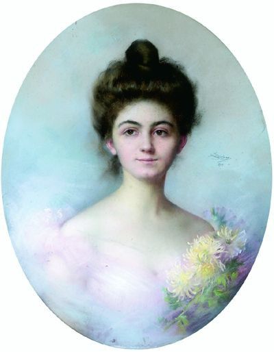 Jeune Fille Au Bouquet De Fleurs. Enjolras, Delphin