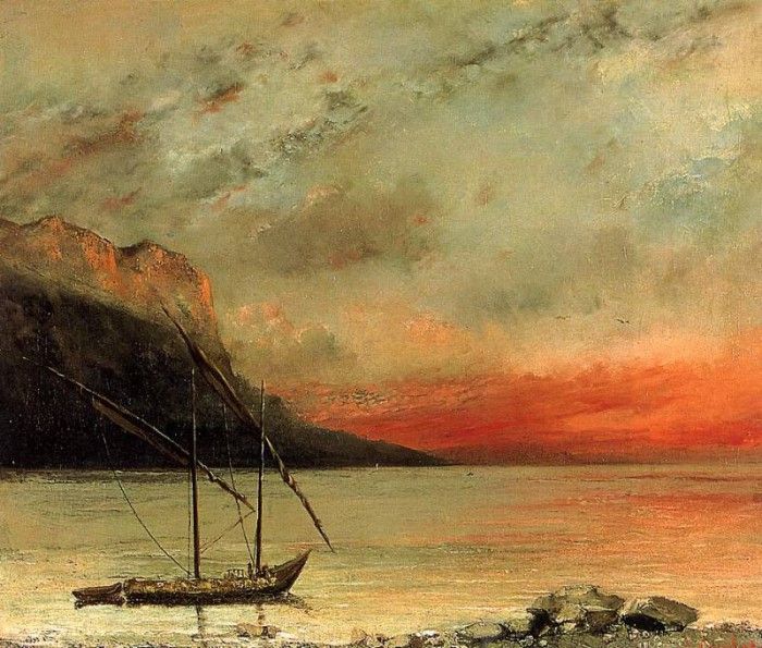 Courbet Gustave Sunset on Lake Leman. �����, ������