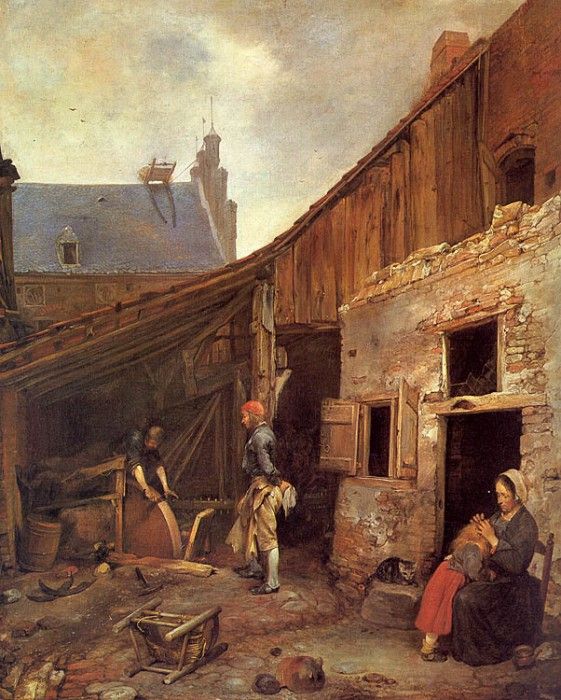 TER BORCH THE FAMILY OF THE STONE GRINDER, BERLIN. Borch,  