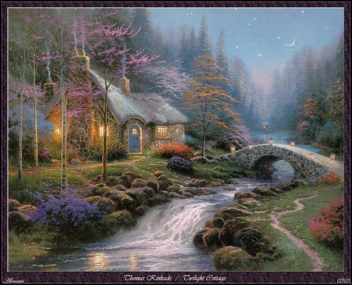 Thomas Kinkade - Twilight Cottage (Abraxsis).  