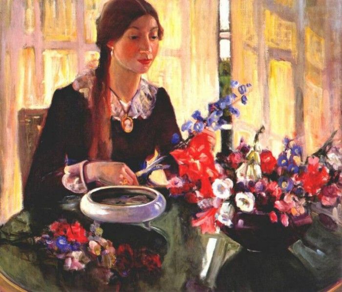 dunlap young danish girl with flowers 1917-or-before. , 