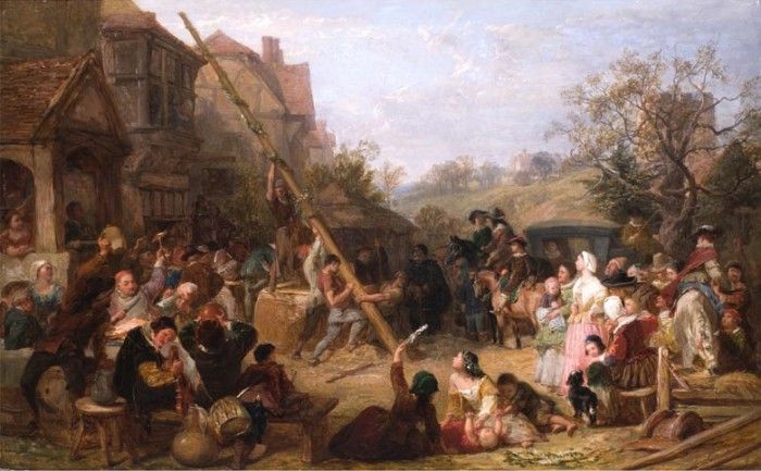 Frederick Goodall Raising the Maypole. , 