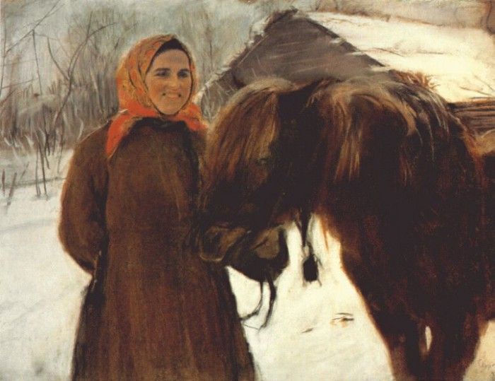 serov in the village (peasant woman with a horse) 1898. �����, ��������