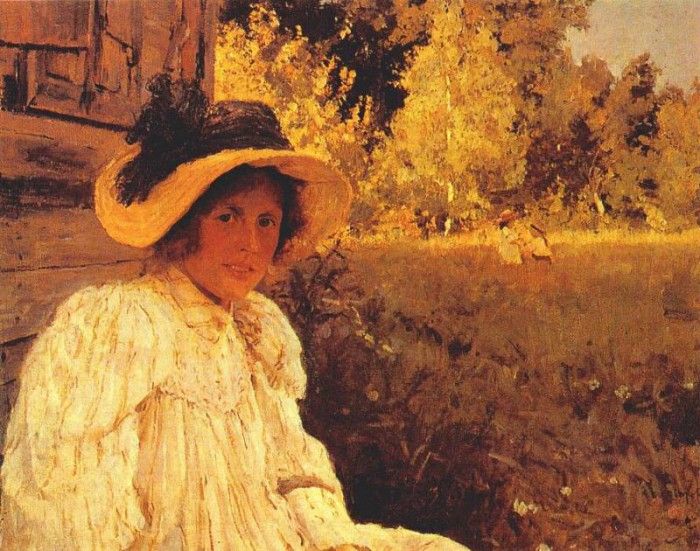 serov in summer, portrait of olga serova 1895. , 