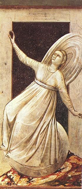 Giotto The Seven Vices  Inconstancy, 1306, 120x55 cm, Arena .   