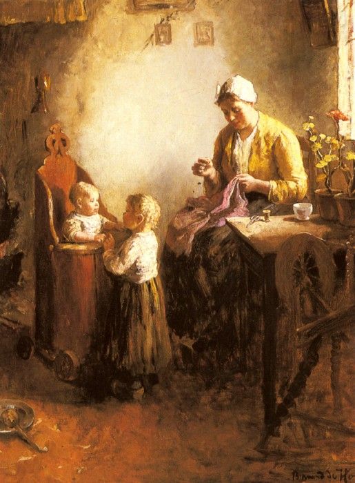 Hoog Bernard A Family In An Interior. ,  