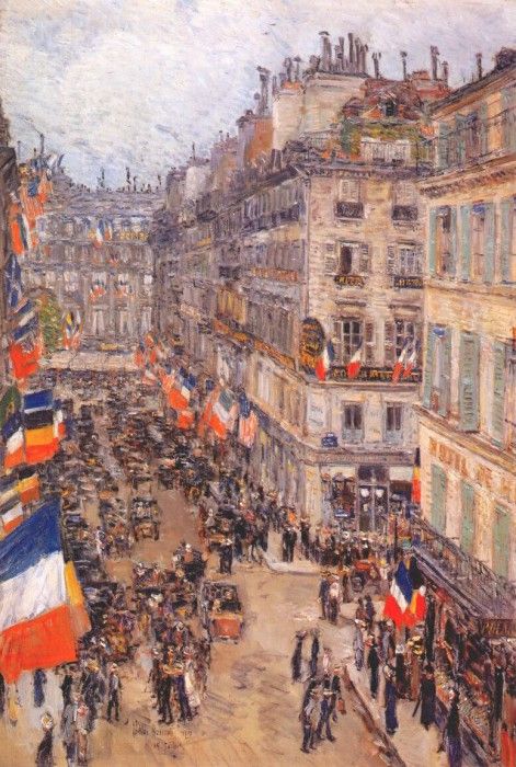 hassam july fourteenth, rue daunou 1910. , 