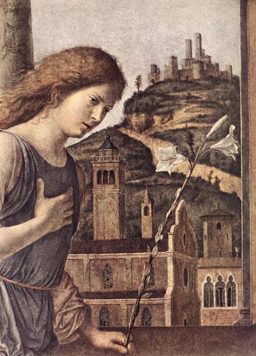 CIMA da Conegliano The Annunciation detail. ,  