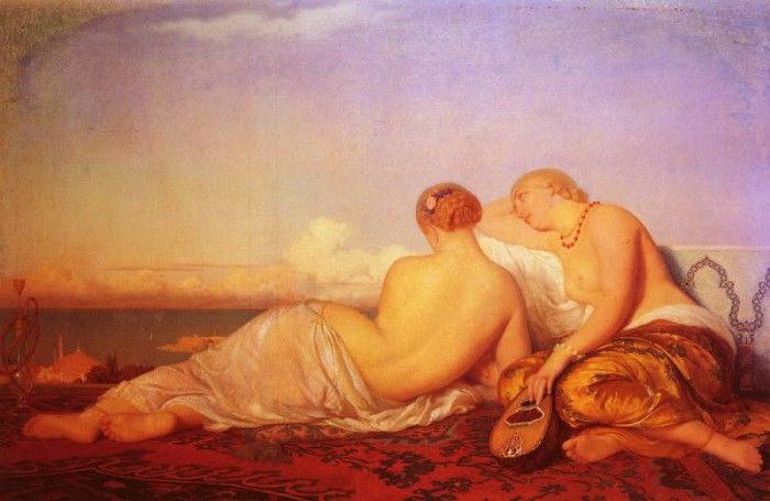 Herbert Antoine Auguste Ernest Les Deux Odalisques Contemplant Le Bosphore. ,   