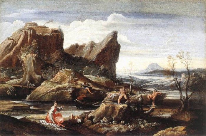 Carracci Antonio Landscape with Bathers. , 