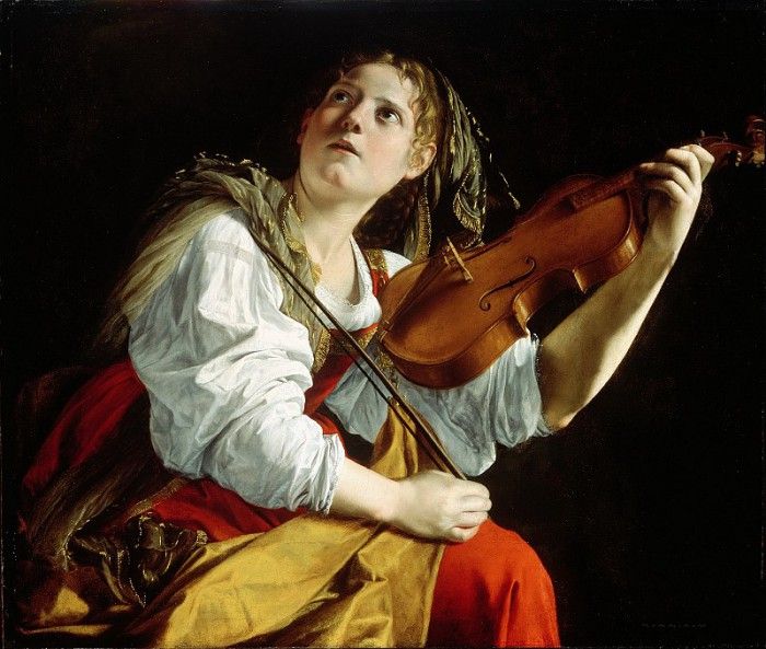    (  , ,   .) [Young Woman with a Violin (possibly a portrait of his daughter Artemisia Gentileschi 1597-1651 interpreted as the personification of St. Cecilia)] 1612. , 