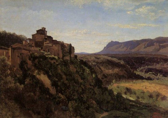 Corot Papigno Buildings Overlooking the Valley. , --