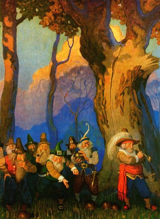 Rip Van Winkle 0005 Wee Folk Playing Nine Pins N.C.Wyeth sqs. ,  